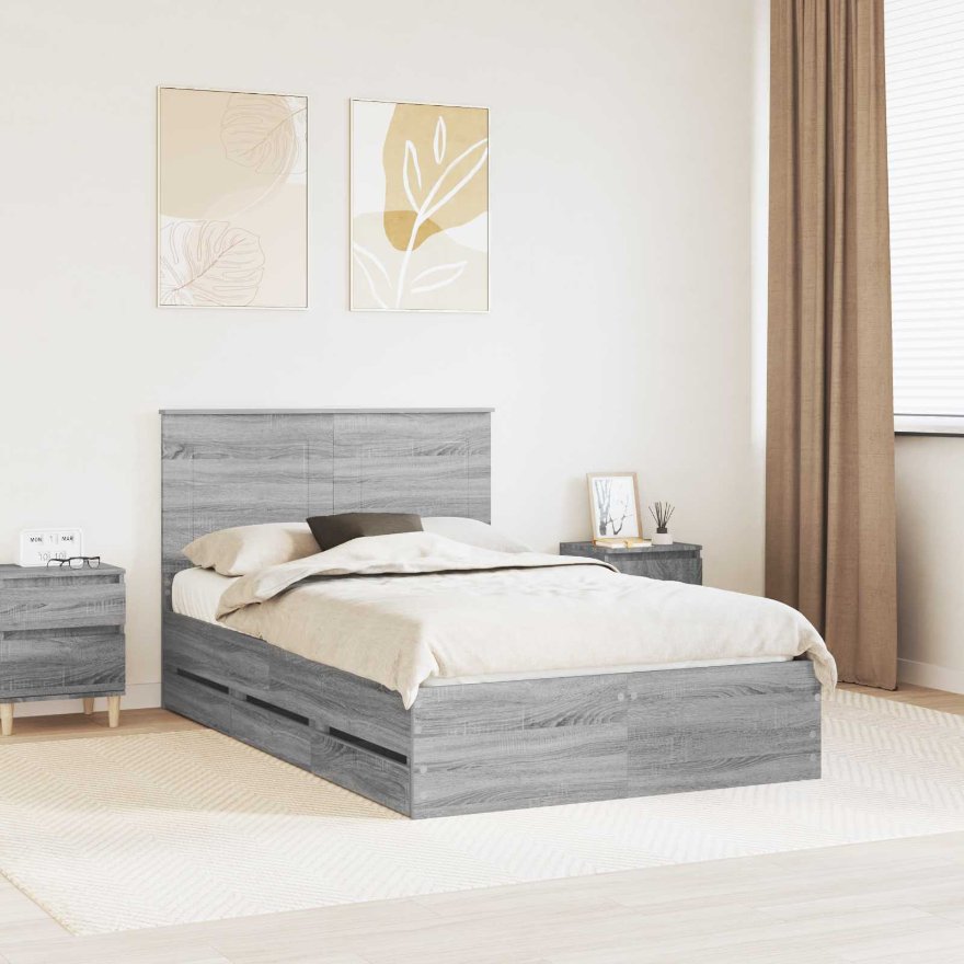 vidaXL Bettrahmen mit Schubladen Weiß 200 x 200 cm Ingenieurs Holz