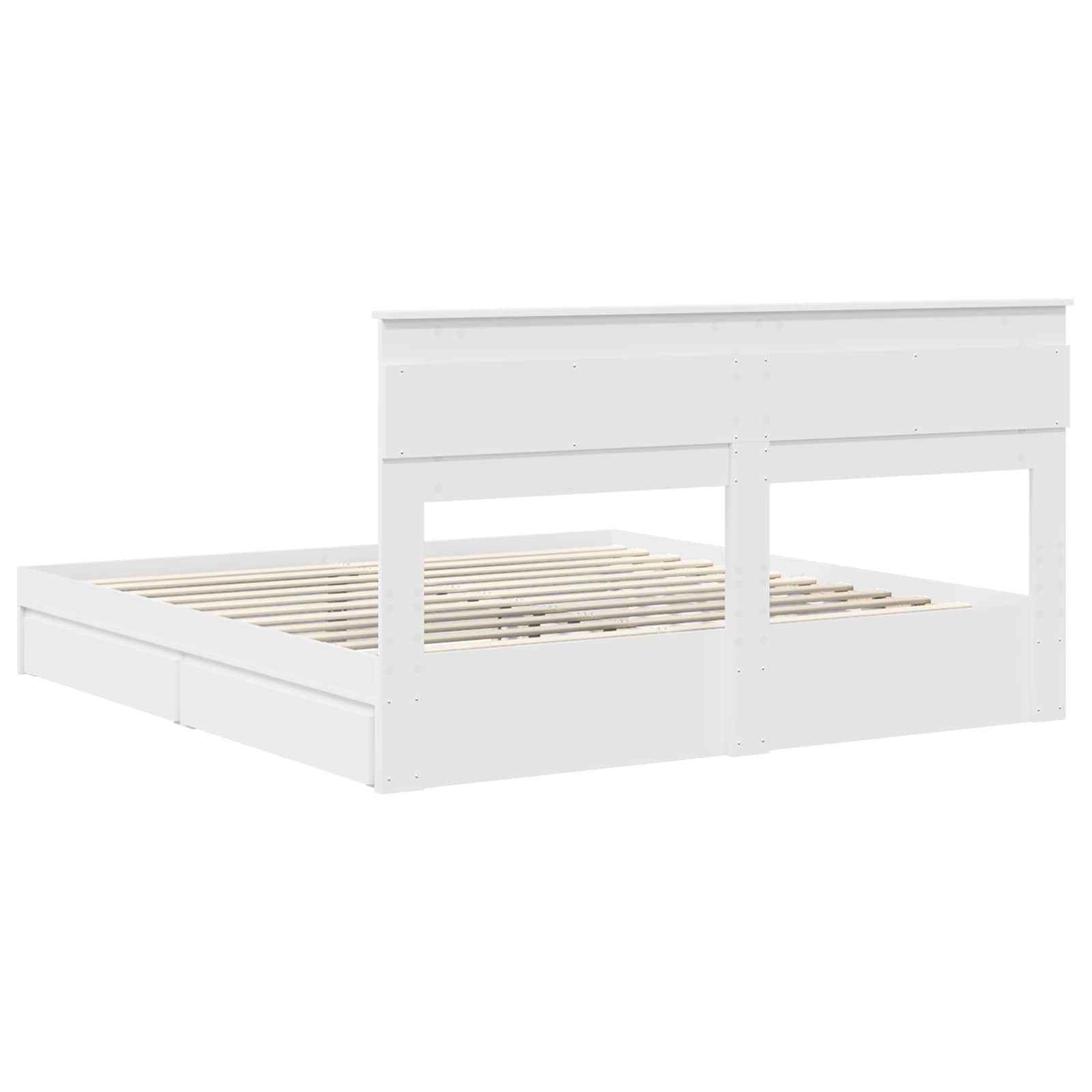 vidaXL Aufbewahrungsbett mit Kopfteil Weiß 200 x 200 cm Holzwerkstoff