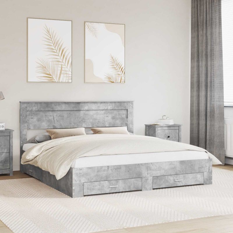 vidaXL Bettrahmen mit Schubladen mit Kopfteil Holzwerkstoff