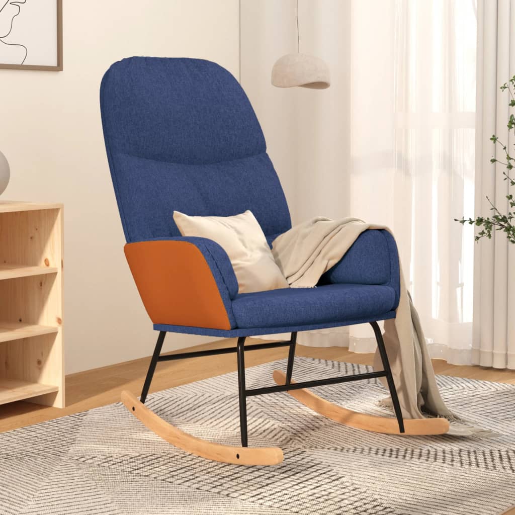 Schaukelsessel mit Hocker Blau Stoff