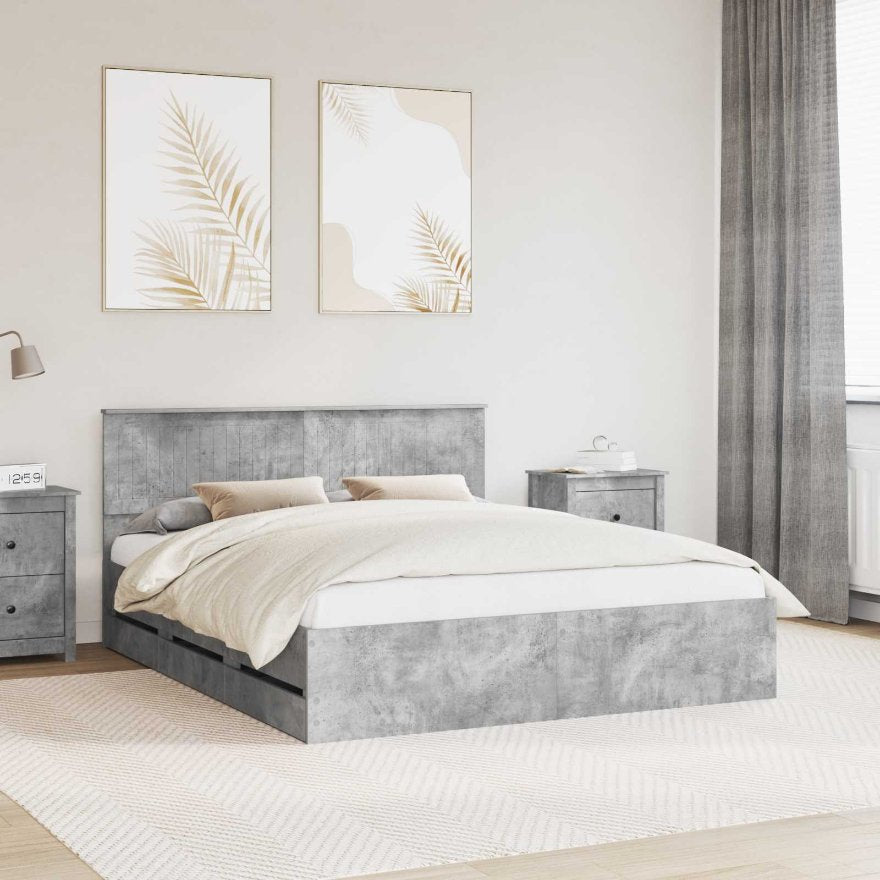 vidaXL Bettrahmen mit Schubladen Weiß 200 x 200 cm Ingenieurs Holz