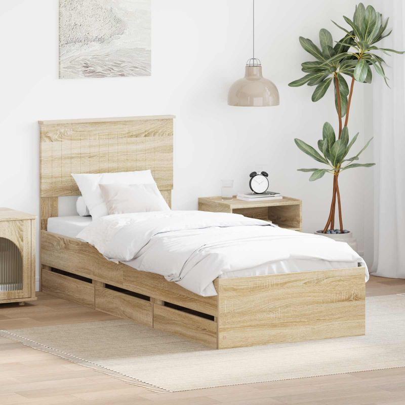 vidaXL Bettrahmen mit Schubladen Weiß 200 x 200 cm Ingenieurs Holz