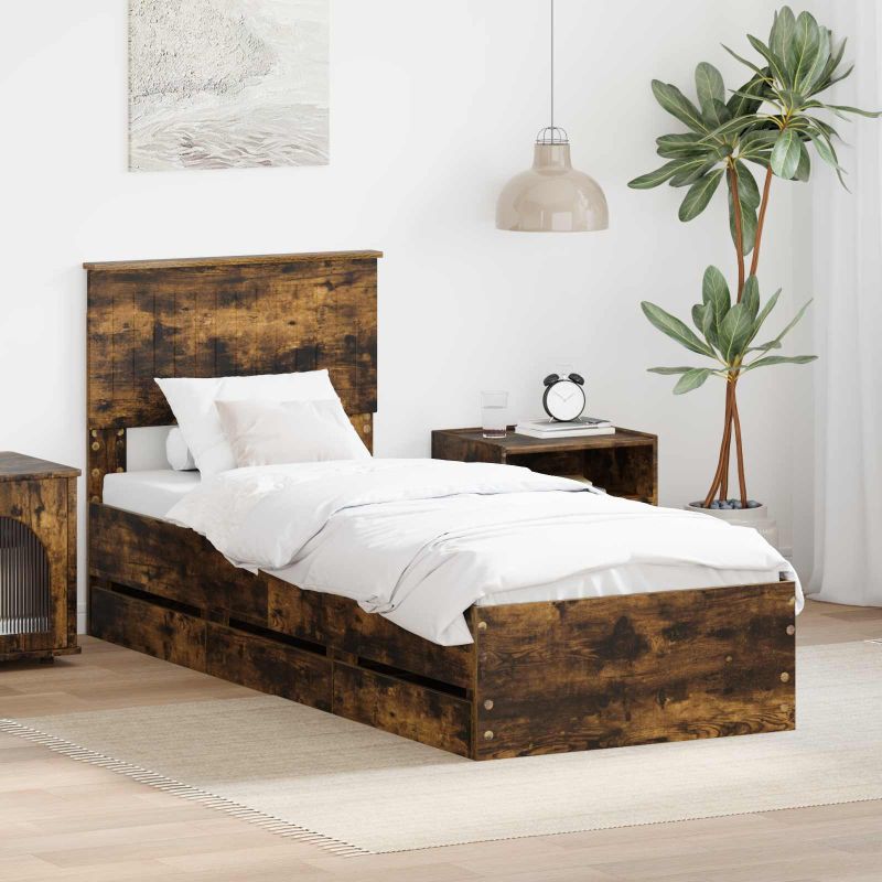 vidaXL Bettrahmen mit Schubladen Weiß 200 x 200 cm Ingenieurs Holz