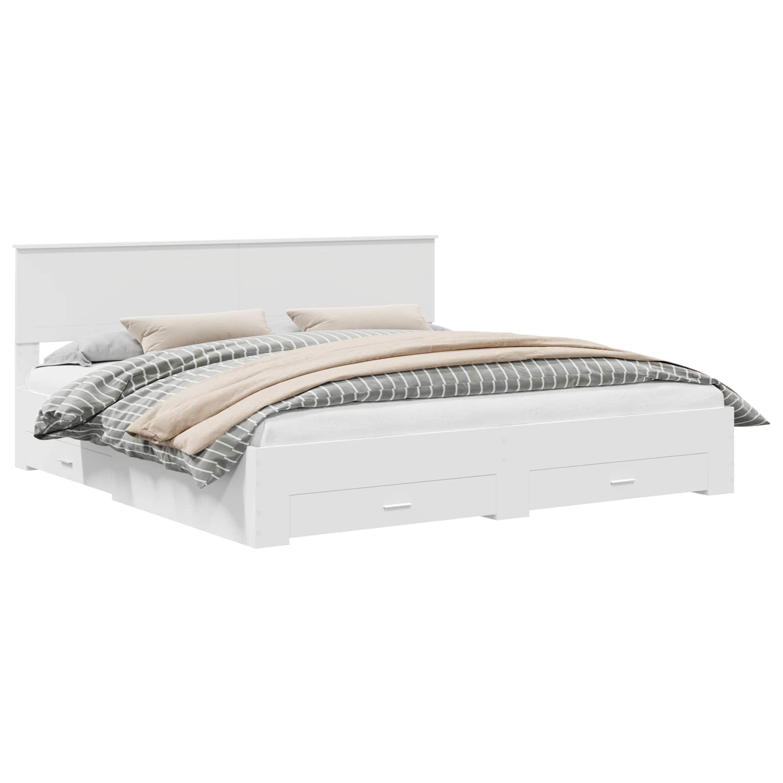 vidaXL Bettrahmen mit Kopfteil Weiß 200 x 200 cm Holzwerkstoff