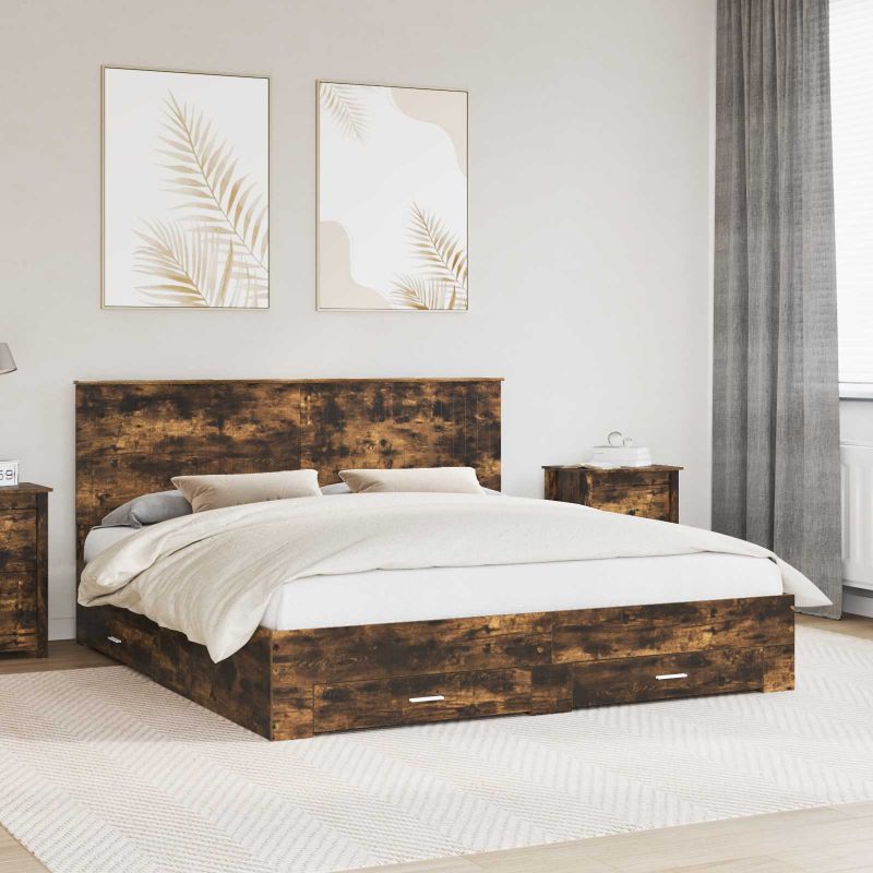 vidaXL Bettrahmen mit Kopfteil Weiß 200 x 200 cm Holzwerkstoff