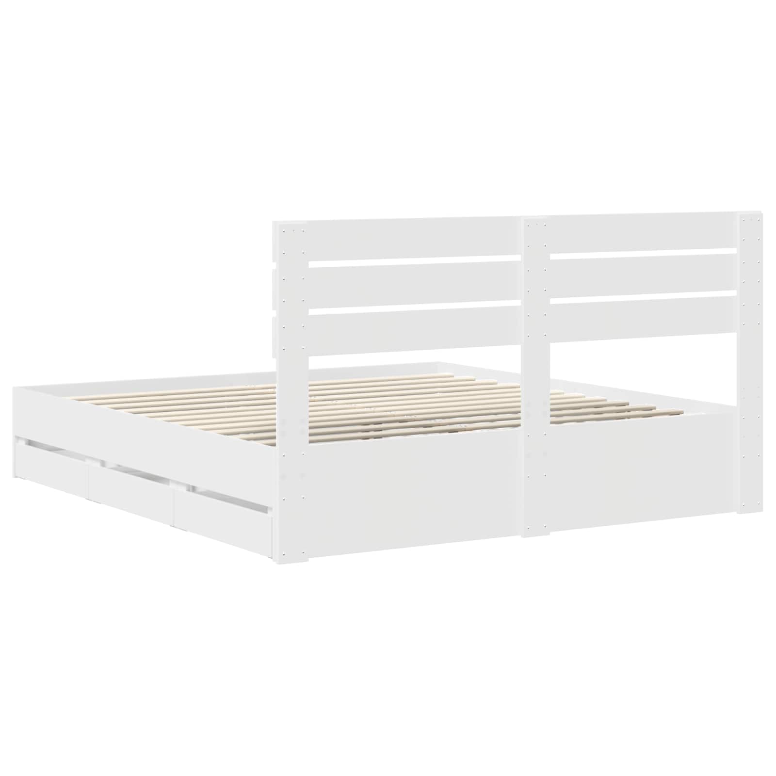 vidaXL Bettrahmen mit Schubladen Weiß 200 x 200 cm Ingenieurs Holz