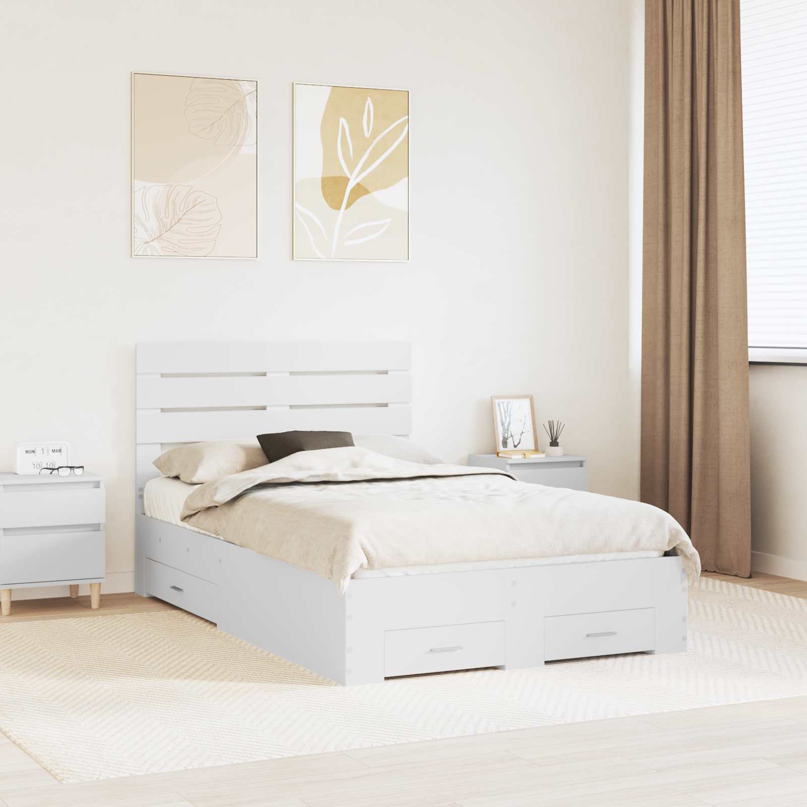 vidaXL Bettgestell mit Schubladen mit Kopfteil Holzwerkstoff