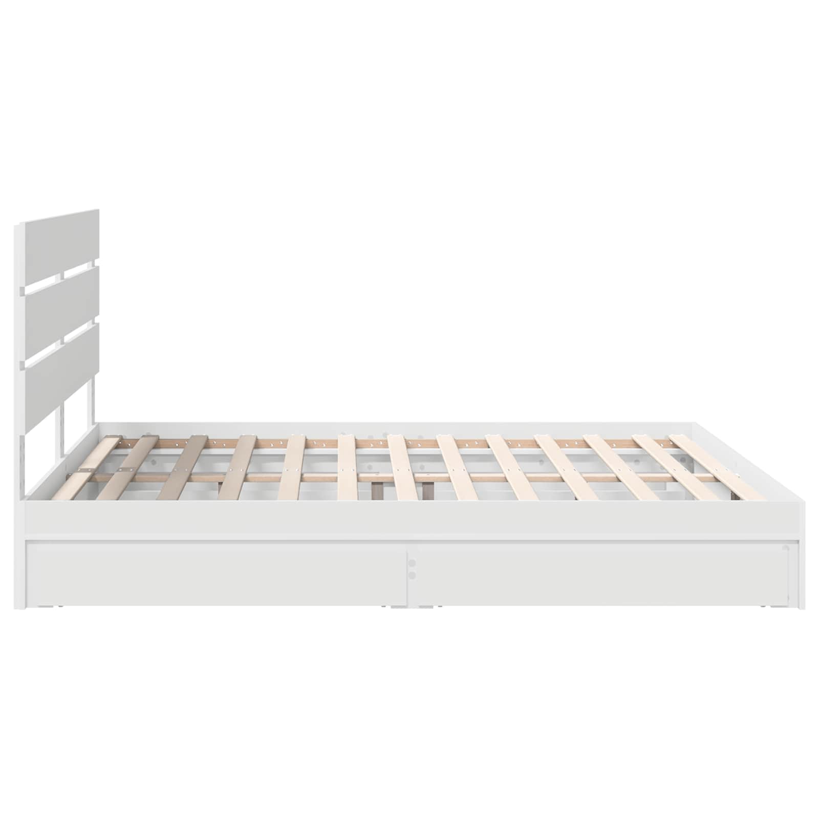 vidaXL Aufbewahrungsbett mit Kopfteil Weiß 200 x 200 cm Holzwerkstoff