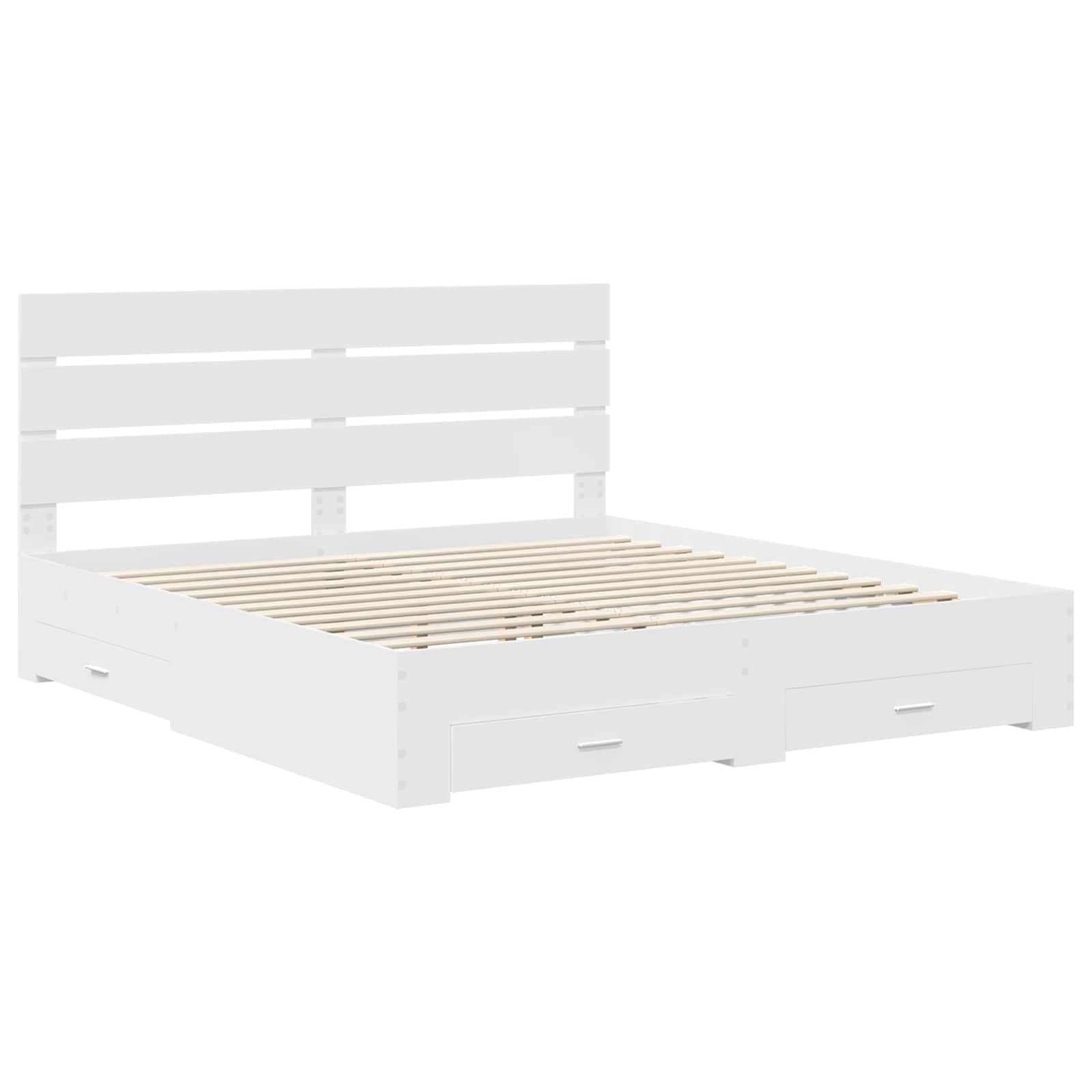 vidaXL Bettrahmen mit Schubladen Weiß 200 x 200 cm Holzwerkstoff