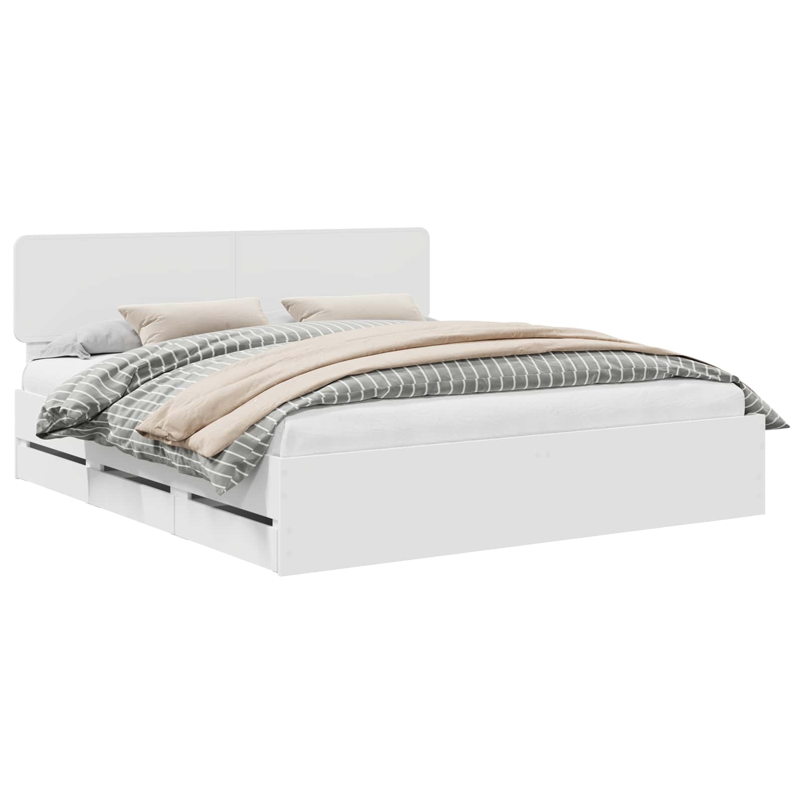 vidaXL Bettrahmen mit Schubladen Weiß 200 x 200 cm Ingenieurs Holz