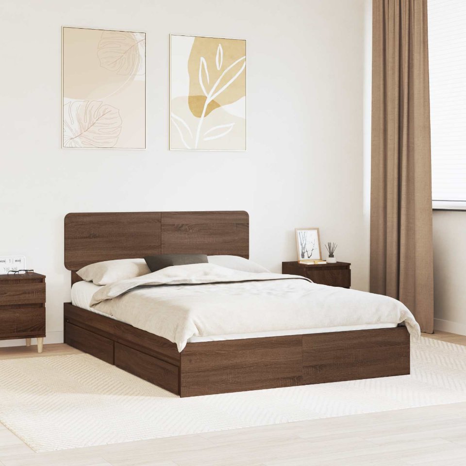 vidaXL Aufbewahrungsbett mit Kopfteil Weiß 200 x 200 cm Holzwerkstoff