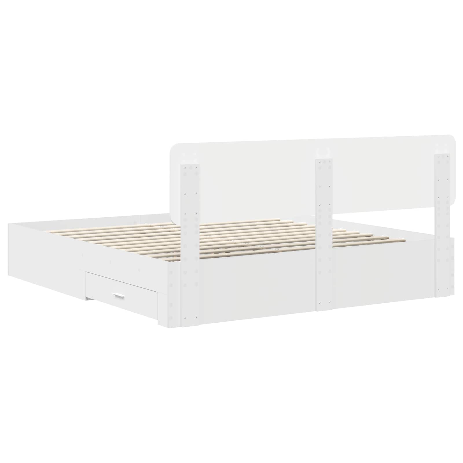 vidaXL Bettrahmen mit Kopfteil Weiß 200 x 200 cm Holzwerkstoff