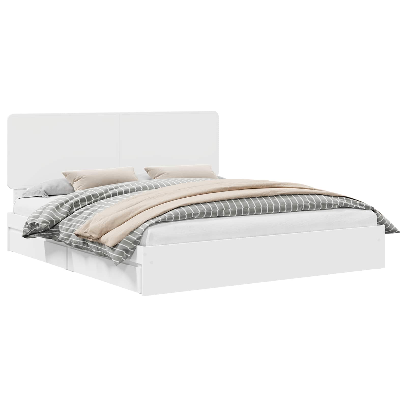 vidaXL Aufbewahrungsbett mit Kopfteil Weiß 200 x 200 cm Holzwerkstoff