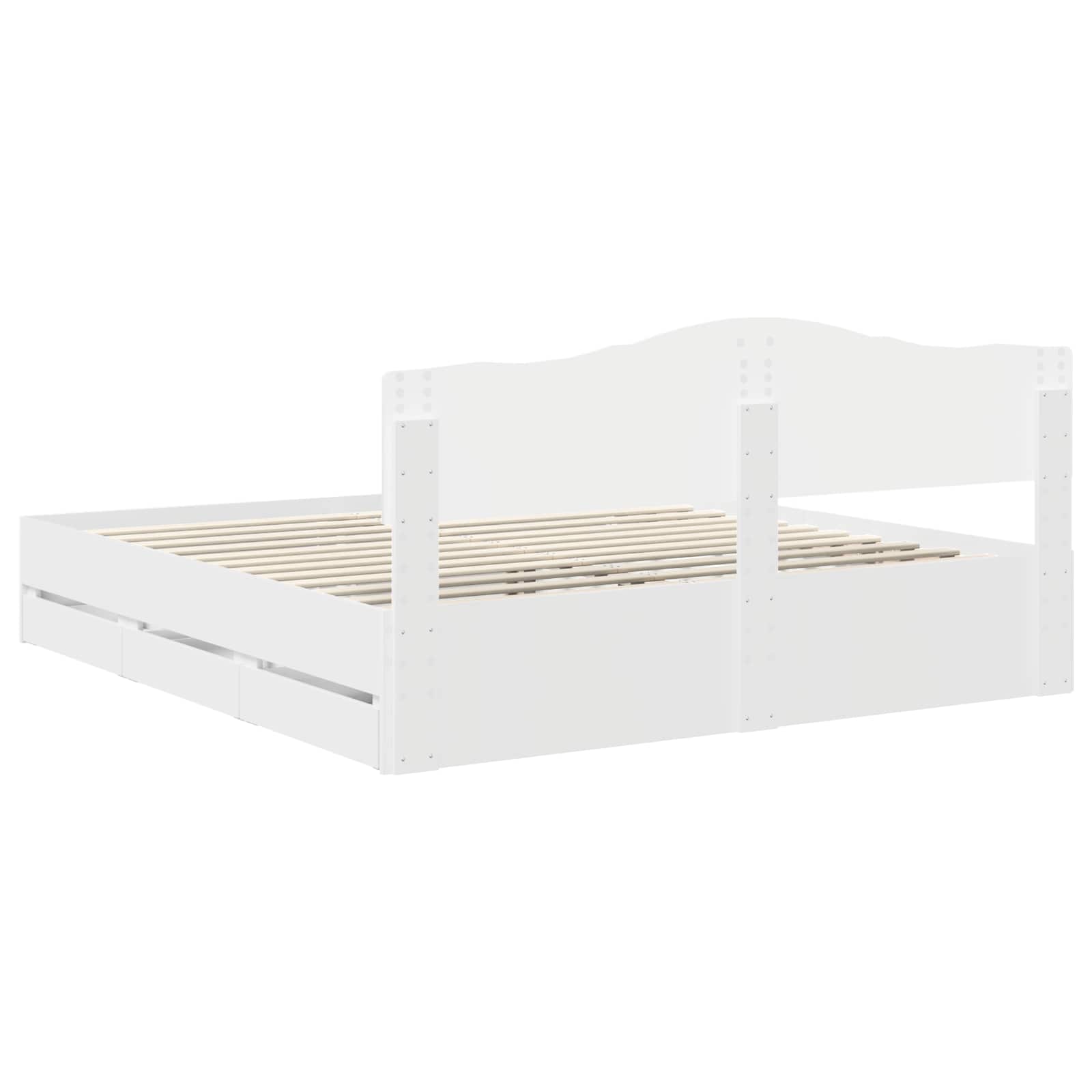 vidaXL Bettrahmen mit Schubladen Weiß 200 x 200 cm Ingenieurs Holz