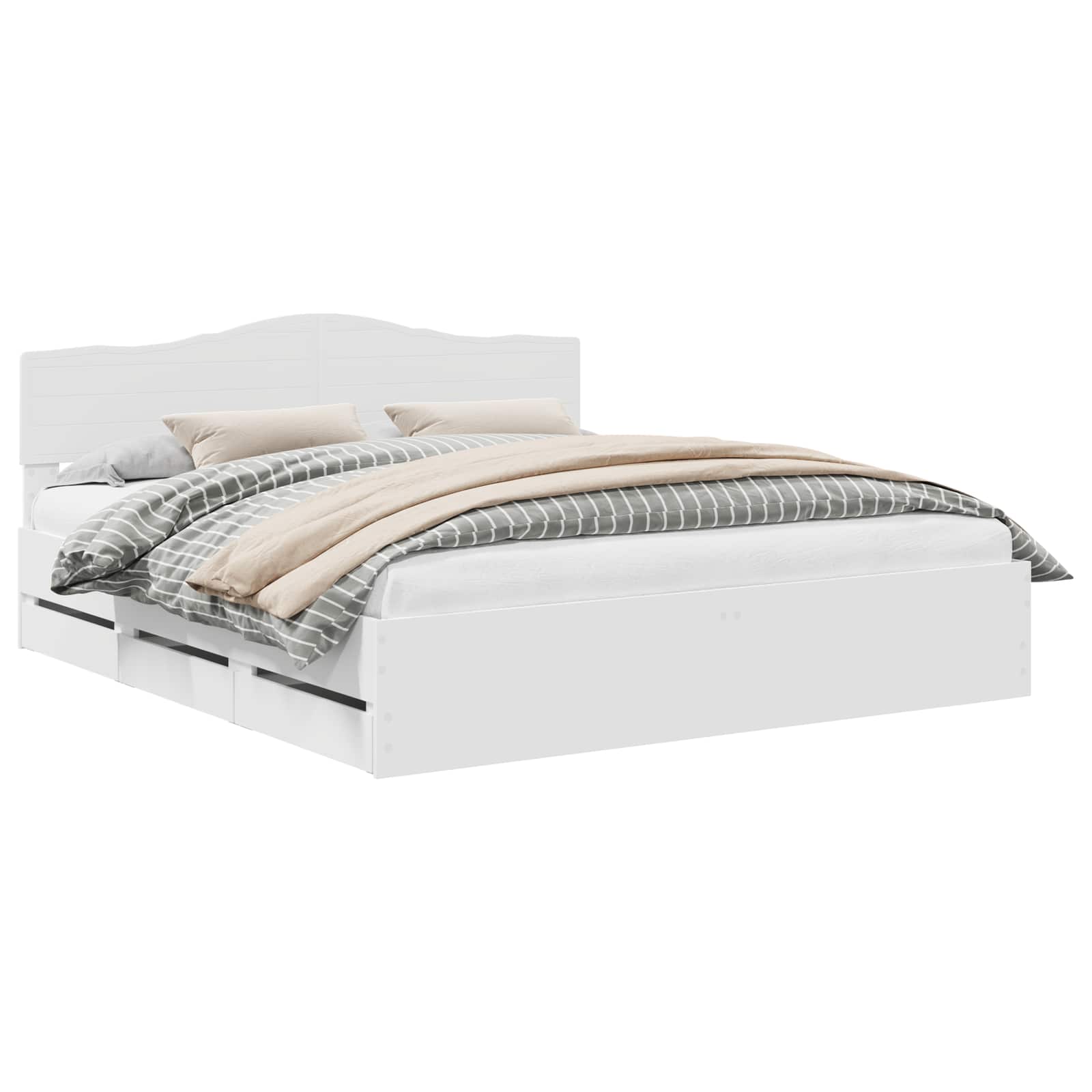 vidaXL Bettrahmen mit Schubladen Weiß 200 x 200 cm Ingenieurs Holz