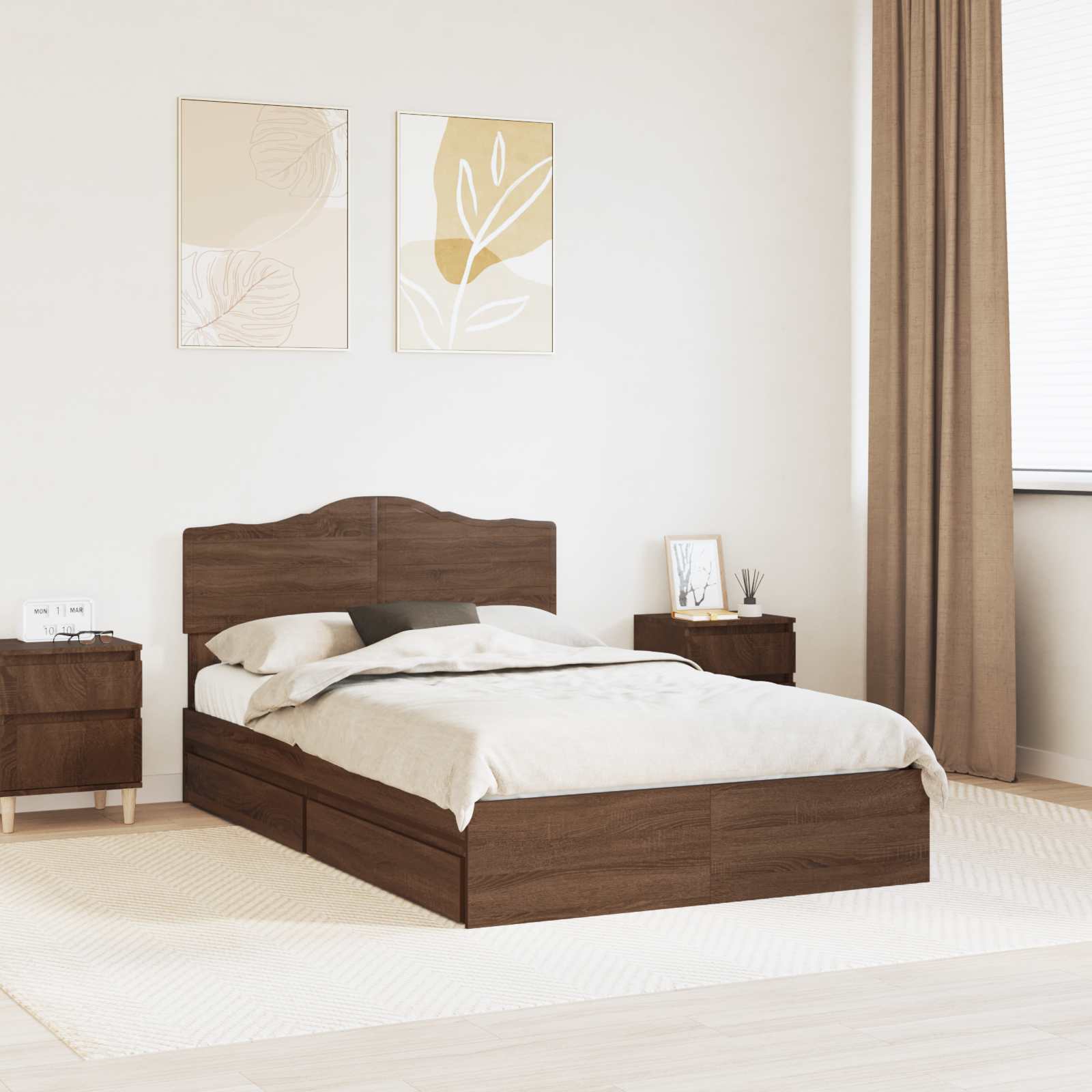 vidaXL Aufbewahrungsbett mit Kopfteil Weiß 200 x 200 cm Holzwerkstoff