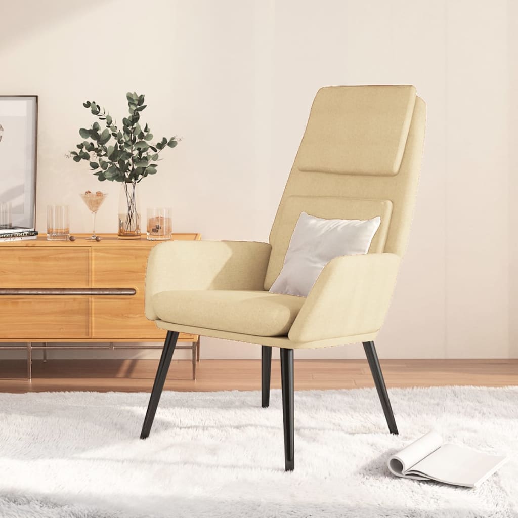Relaxsessel mit Hocker Creme Stoff