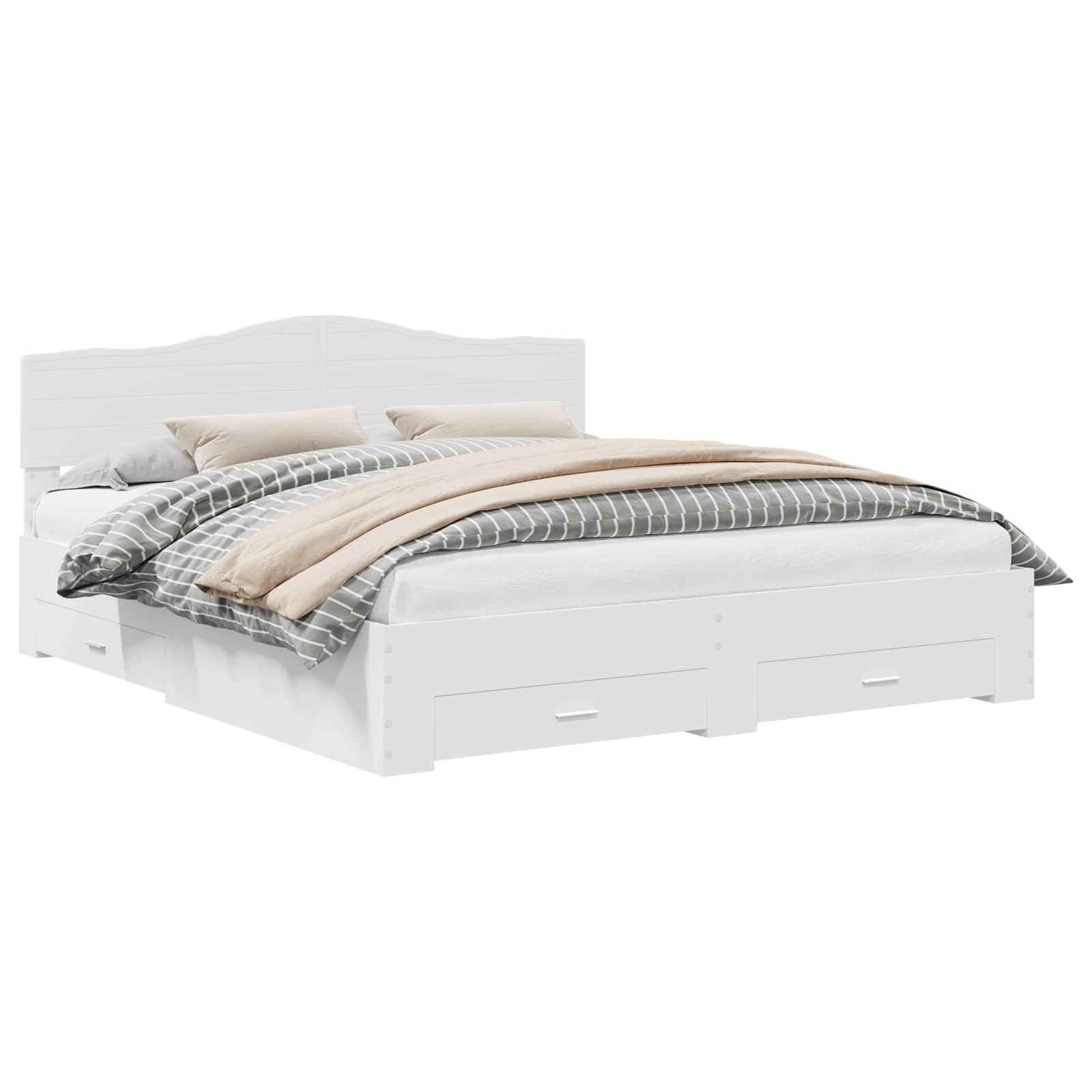 vidaXL Bettrahmen mit Kopfteil Weiß 200 x 200 cm Holzwerkstoff