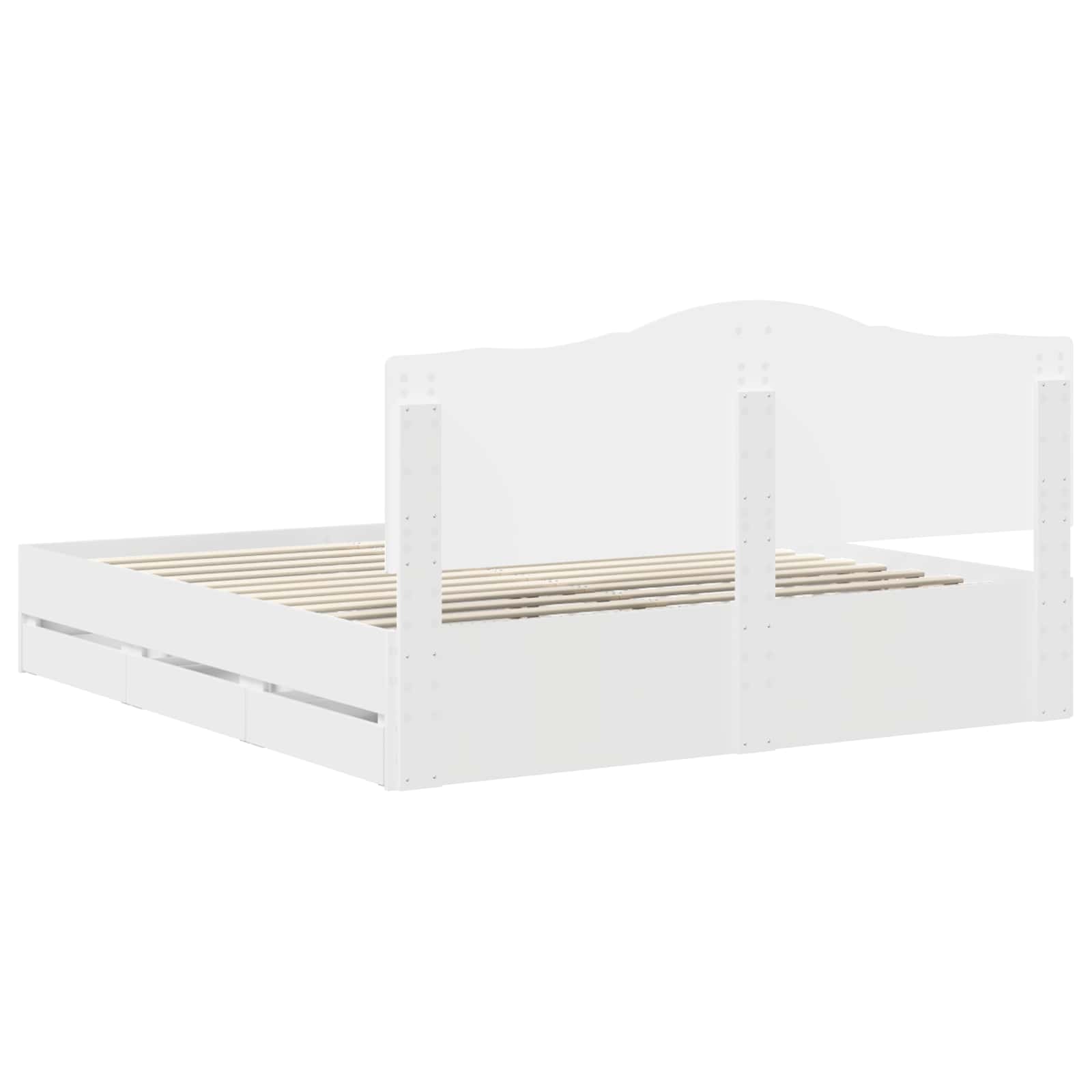 vidaXL Bettrahmen mit Schubladen Weiß 200 x 200 cm Ingenieurs Holz