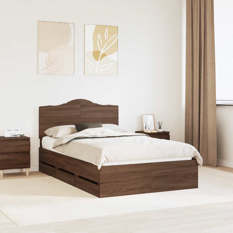 vidaXL Bettrahmen mit Schubladen Weiß 200 x 200 cm Ingenieurs Holz