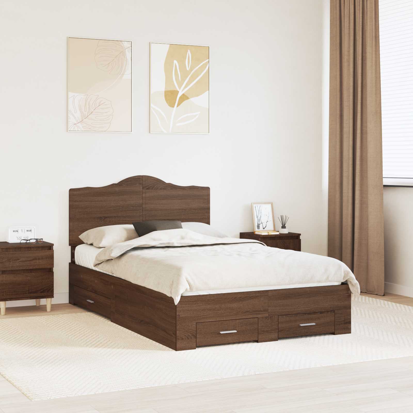 vidaXL Bettrahmen mit Kopfteil Weiß 200 x 200 cm Holzwerkstoff