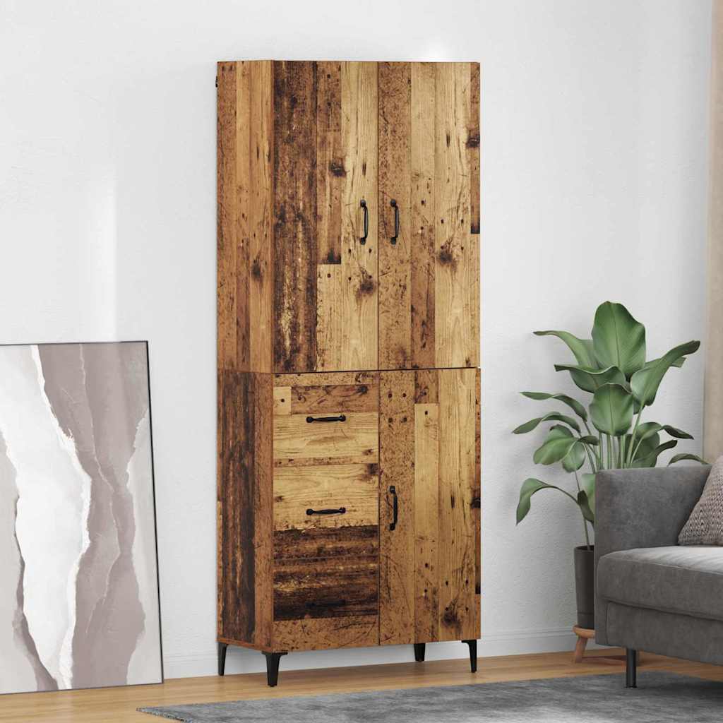 vidaXL Highboard Wandmontiert Altholz 69,5 x 34 x 180 cm Holzwerkstoff