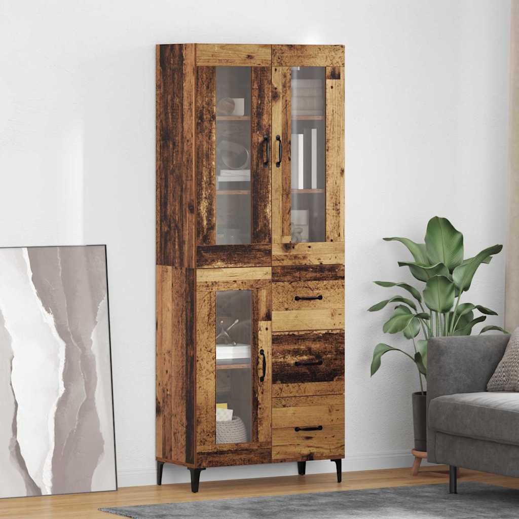 vidaXL Highboard Wandmontiert Altholz 69,5 x 34 x 180 cm Holzwerkstoff