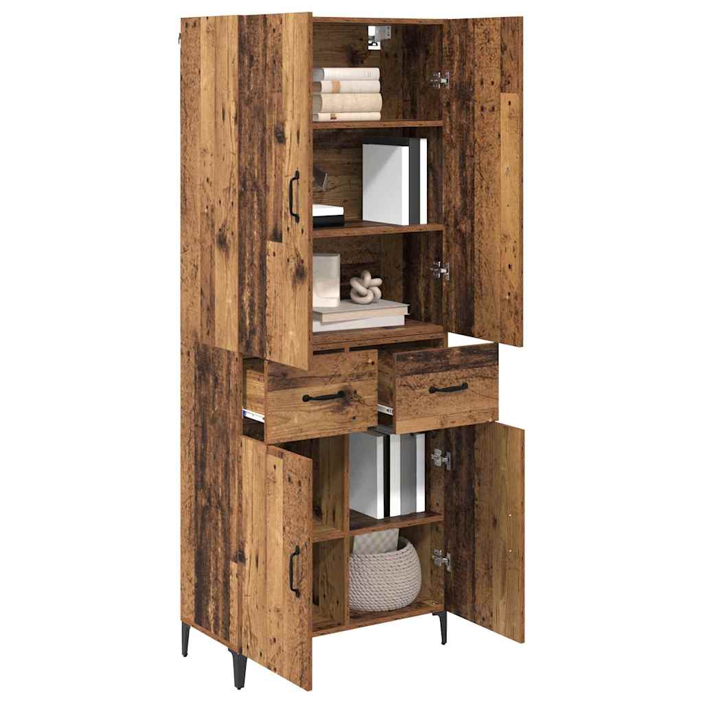 vidaXL Highboard Wandmontiert Altholz 69,5 x 34 x 180 cm Holzwerkstoff