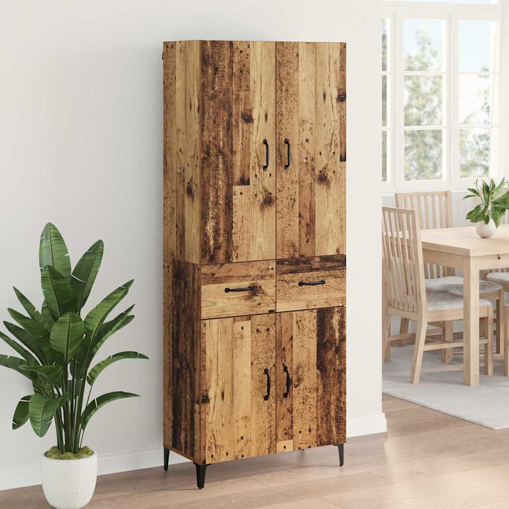 vidaXL Highboard Wandmontiert Altholz 69,5 x 34 x 180 cm Holzwerkstoff