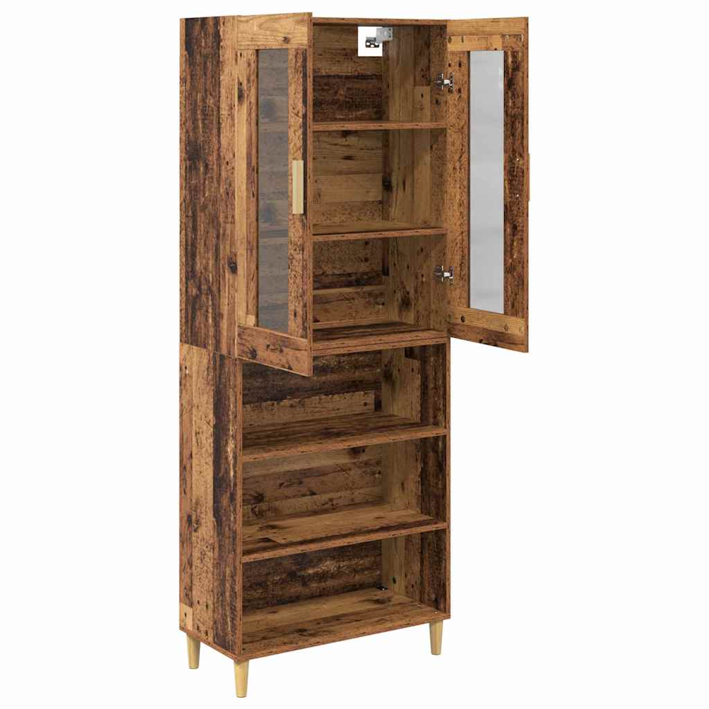 vidaXL Highboard Altholz 69,5 x 34 x 180 cm Engineered Wood und Glas