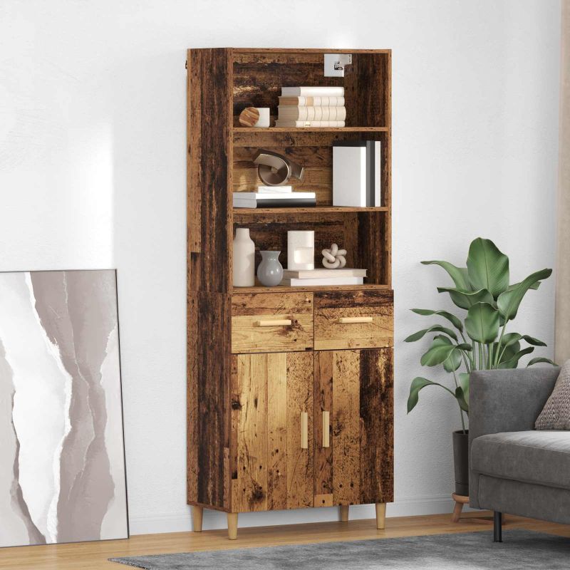 vidaXL Highboard Altholz 69,5 x 32,5 x 180 cm Holzwerkstoff