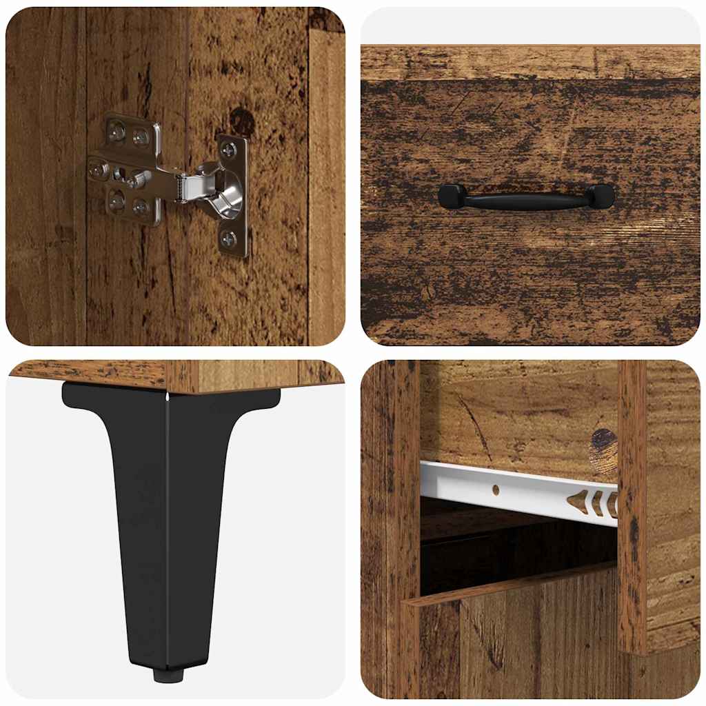 vidaXL Highboard Wandmontiert Altholz 69,5 x 34 x 180 cm Holzwerkstoff