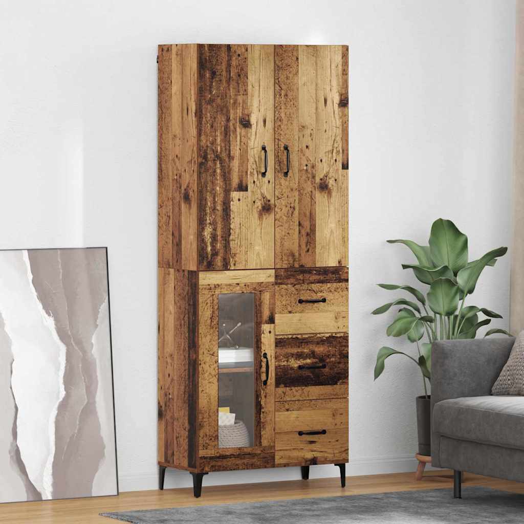 Highboard Wandmontiert Altholz 69,5 x 34 x 180 cm Holzwerkstoff