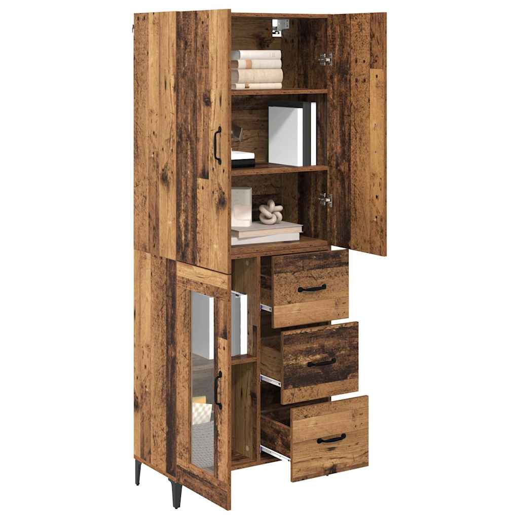 Highboard Wandmontiert Altholz 69,5 x 34 x 180 cm Holzwerkstoff