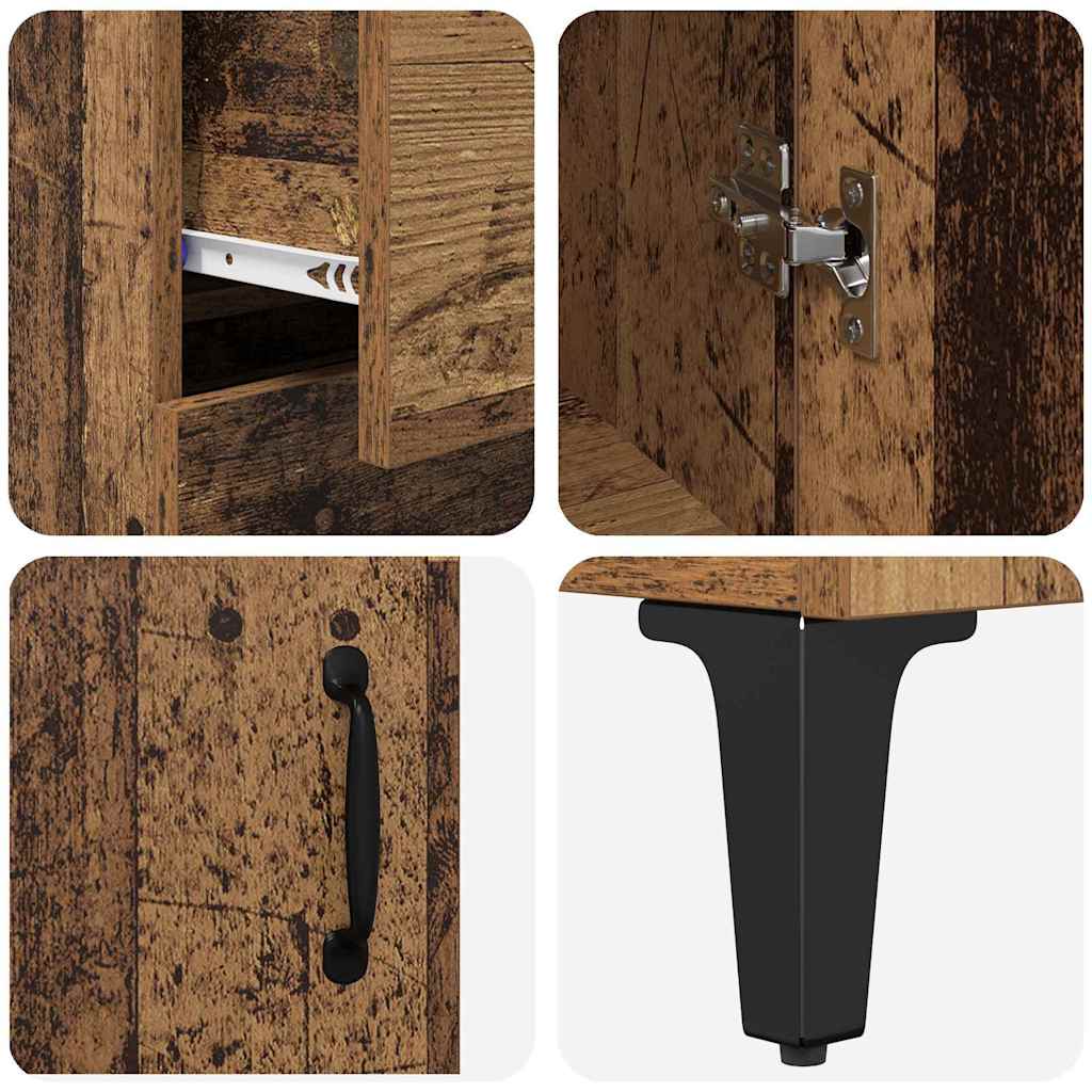 vidaXL Highboard Wandmontiert Altholz 69,5 x 34 x 180 cm Holzwerkstoff