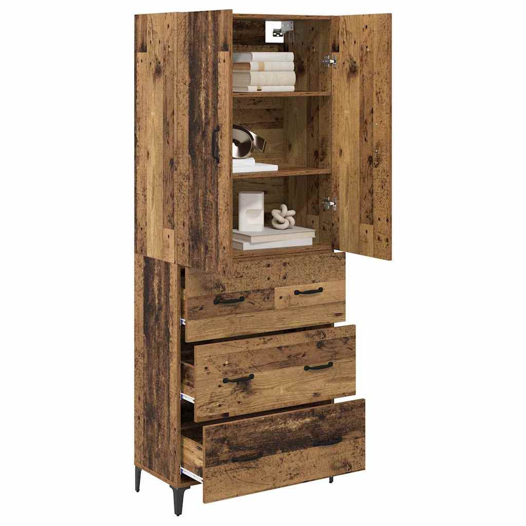 vidaXL Highboard Wandmontiert Altholz 69,5 x 34 x 180 cm Holzwerkstoff
