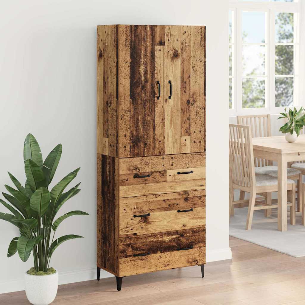 vidaXL Highboard Wandmontiert Altholz 69,5 x 34 x 180 cm Holzwerkstoff