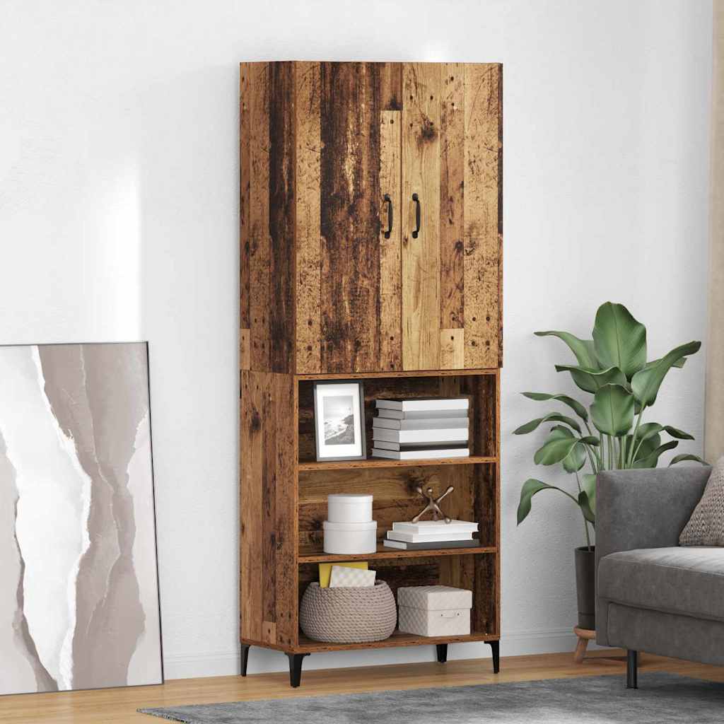 vidaXL Highboard Wandmontiert Altholz 69,5 x 34 x 180 cm Holzwerkstoff