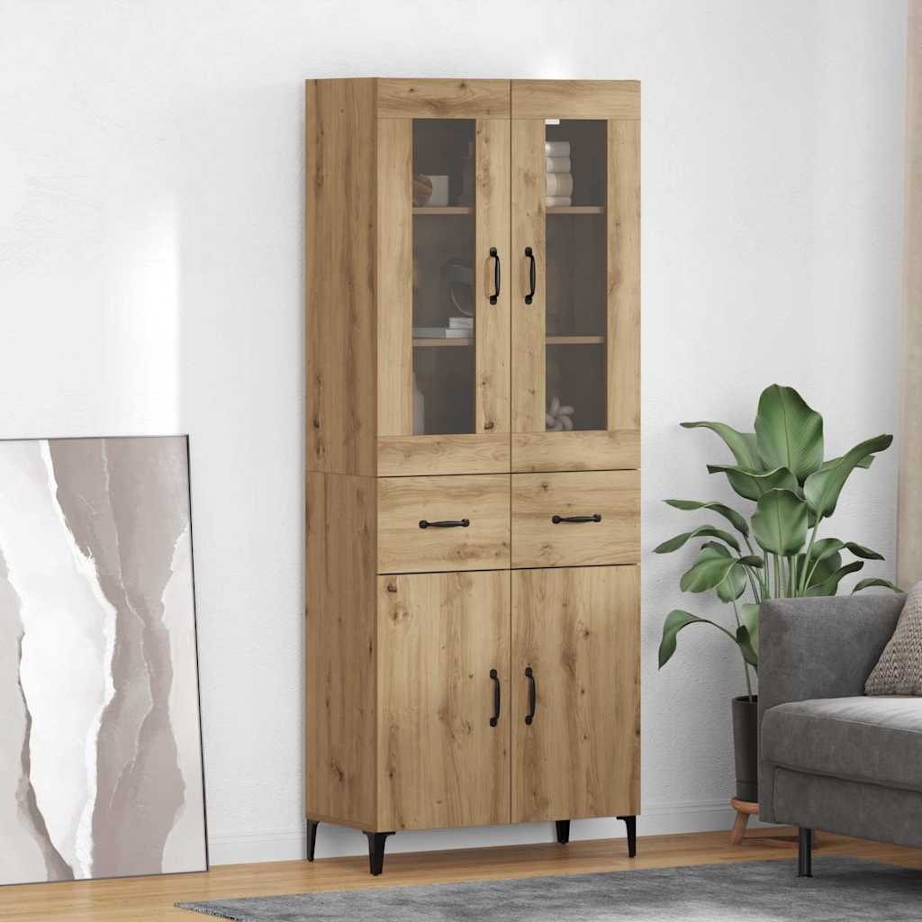 vidaXL Highboard Wandmontiert Altholz 69,5 x 34 x 180 cm Holzwerkstoff
