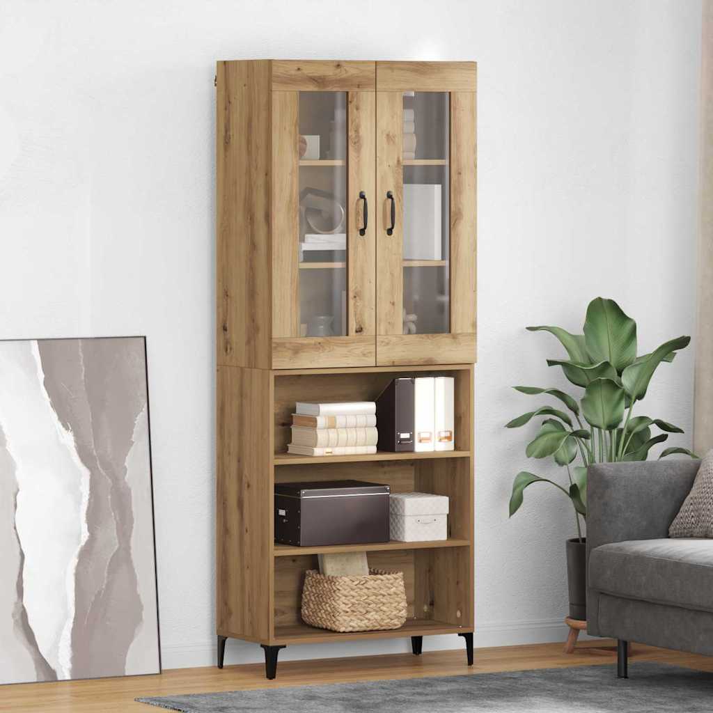 vidaXL Highboard Wandmontiert Altholz 69,5 x 34 x 180 cm Holzwerkstoff