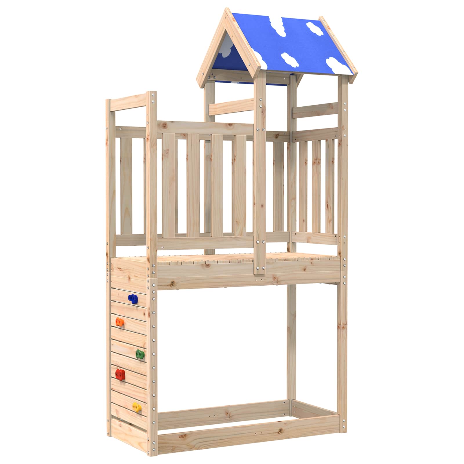 vidaXL Spielturm Braun 110,5 x 52,5 x 215 cm Massives Kiefernholz