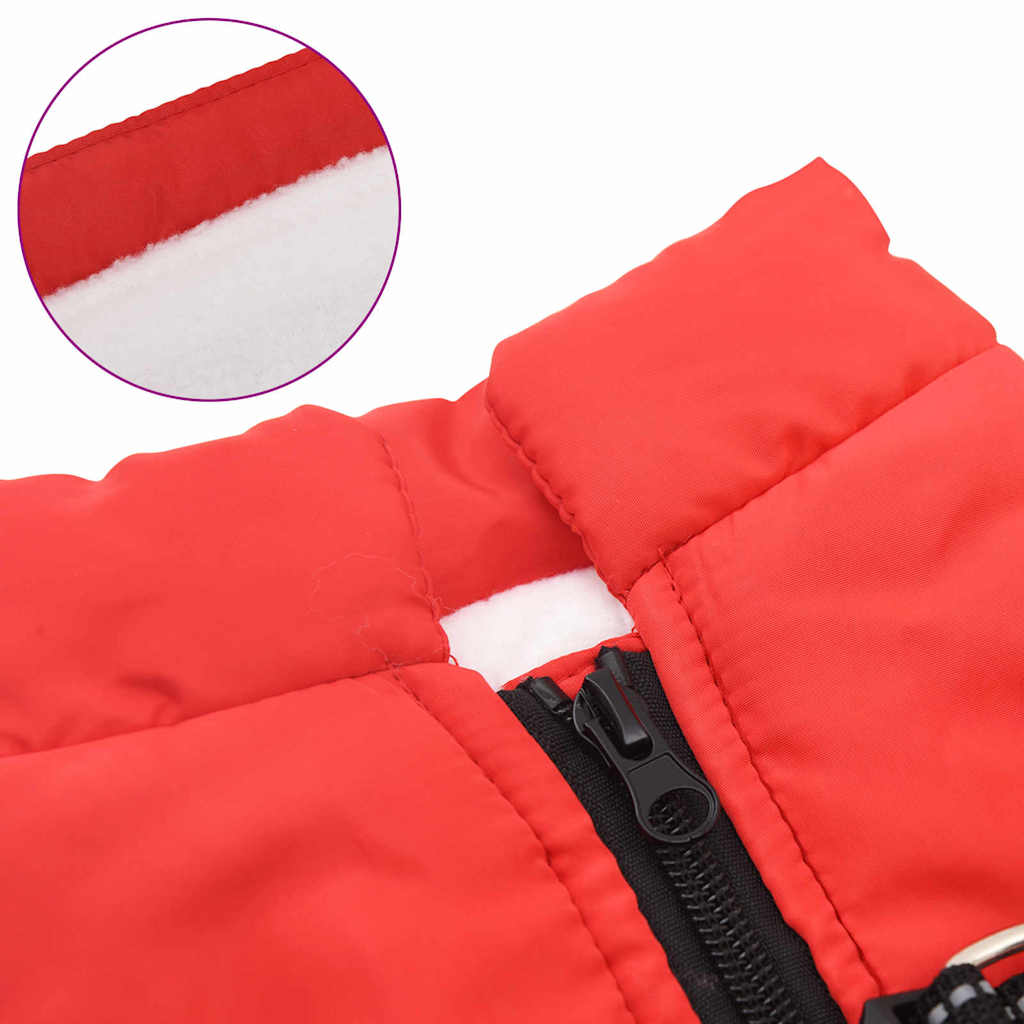 vidaXL Hundemantel mit Geschirr Rot S Fleece und Polyester
