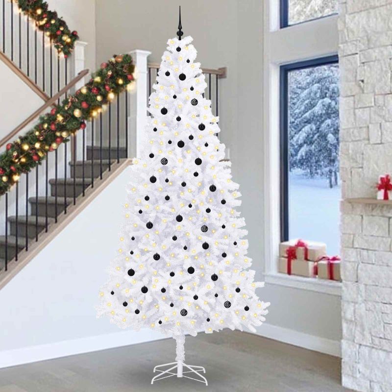 vidaXL Künstlicher Weihnachtsbaum Weiß 300 cm PVC und Stahl