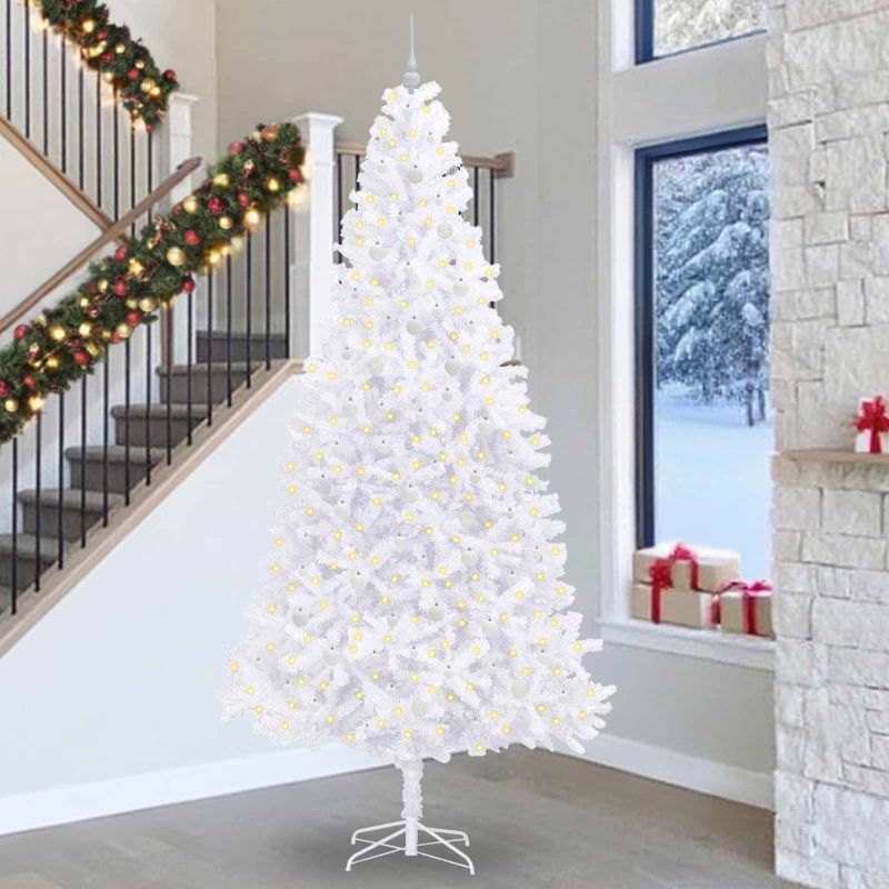 vidaXL Künstlicher Weihnachtsbaum Weiß 300 cm PVC und Stahl