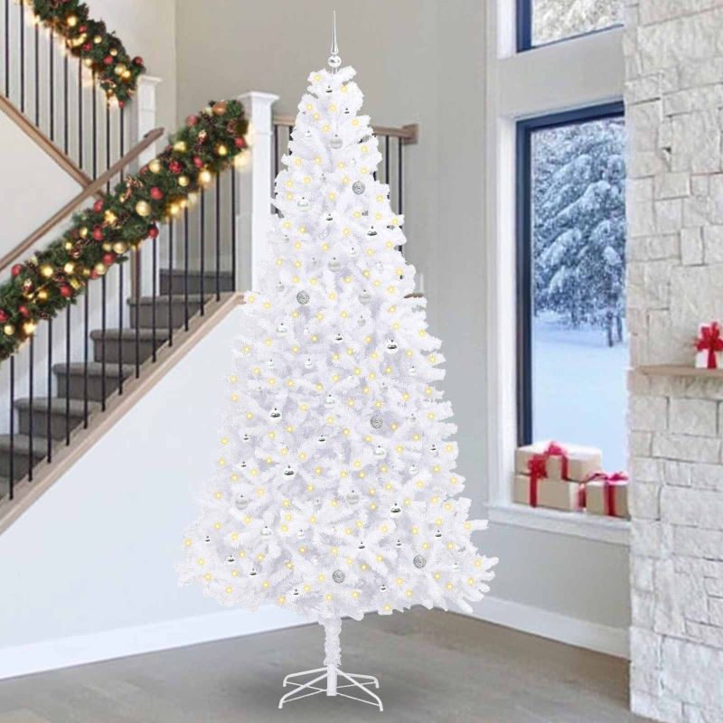 vidaXL Künstlicher Weihnachtsbaum Weiß 300 cm PVC und Stahl