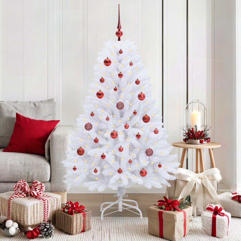 vidaXL Künstlicher klappbarer Weihnachtsbaum Weiß 120 cm PVC und Stahl