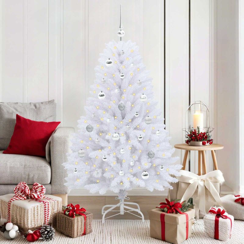 vidaXL Künstlicher klappbarer Weihnachtsbaum Weiß 120 cm PVC und Stahl