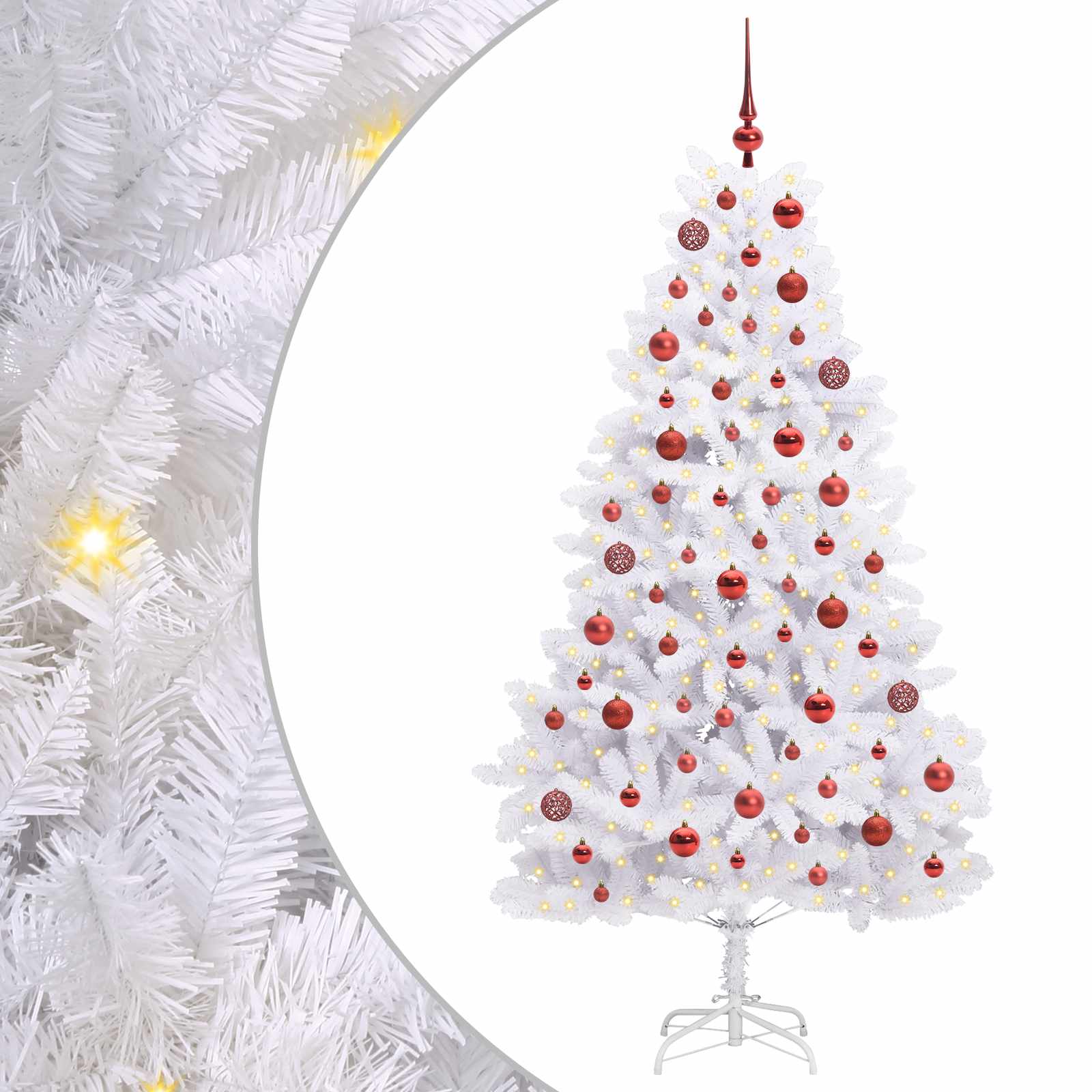 vidaXL Künstlicher klappbarer Weihnachtsbaum Weiß 180 cm PVC und Stahl