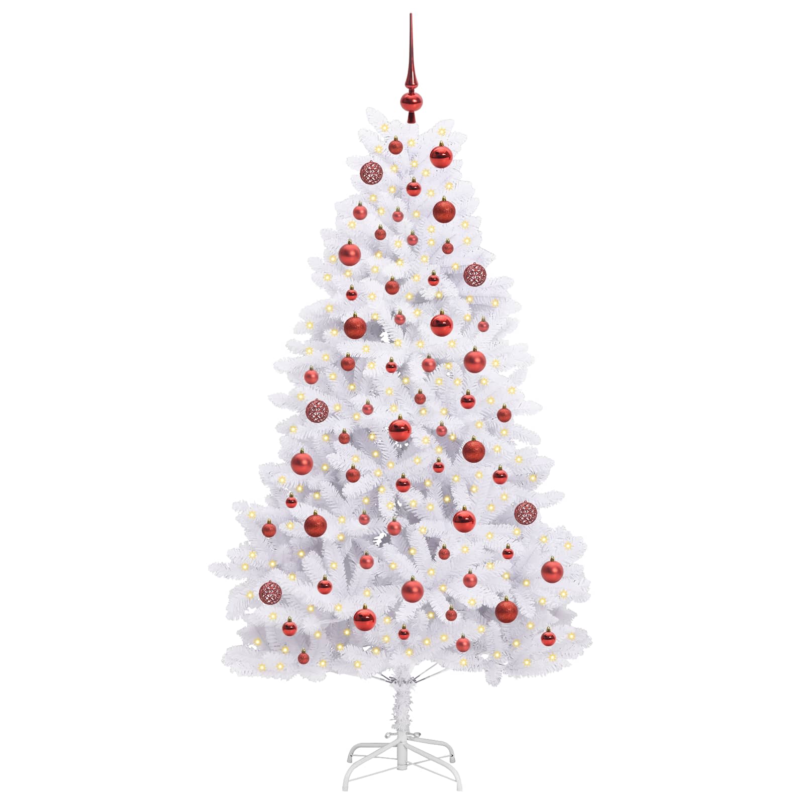 vidaXL Künstlicher klappbarer Weihnachtsbaum Weiß 180 cm PVC und Stahl