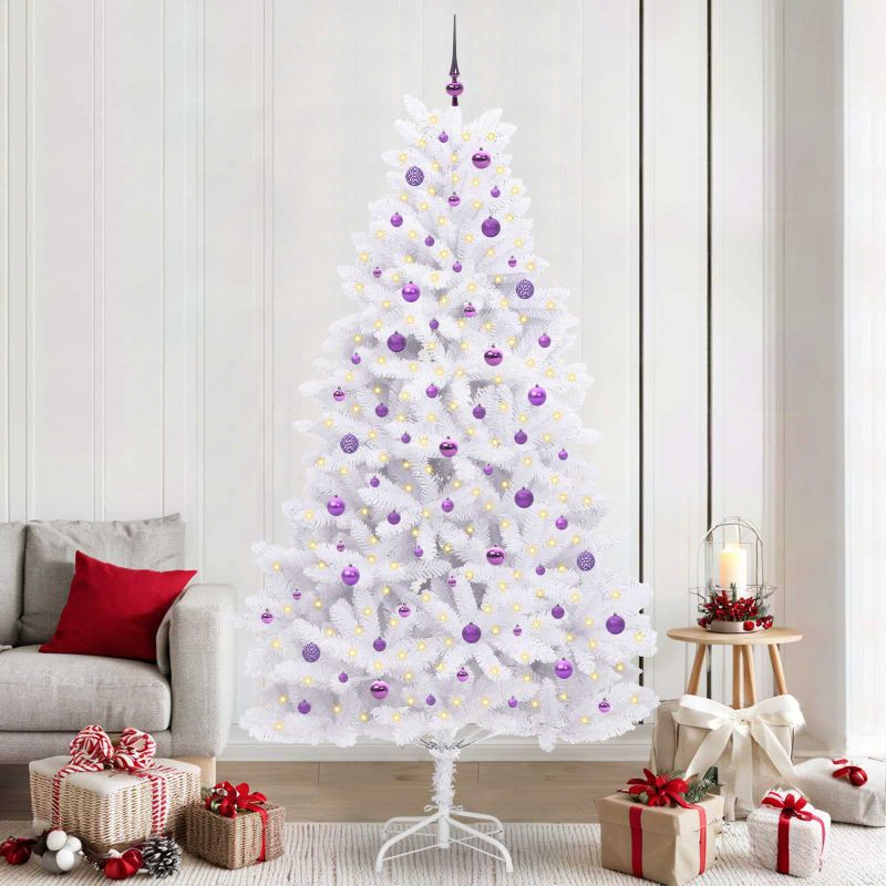 vidaXL Künstlicher klappbarer Weihnachtsbaum Weiß 180 cm PVC und Stahl